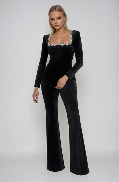 Keyana - Neck-Detail Solid Jumpsuit