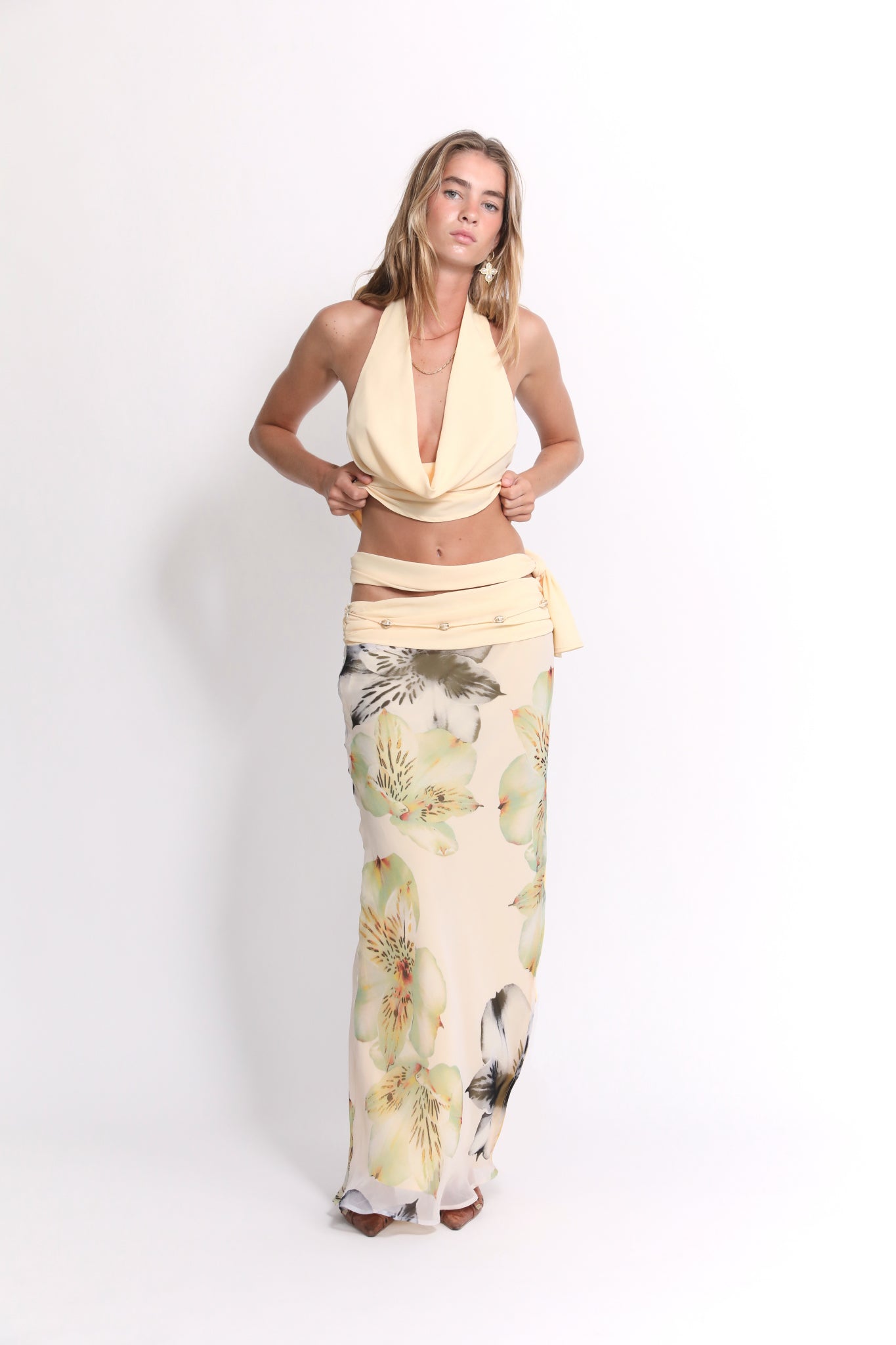 Seren - Cowl Top and Maxi Skirt Set