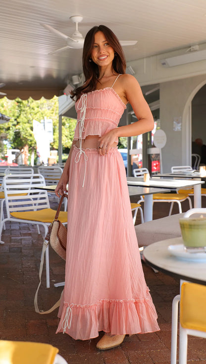 Grace - Ruffle Tie-Front Top & Maxi Skirt Set