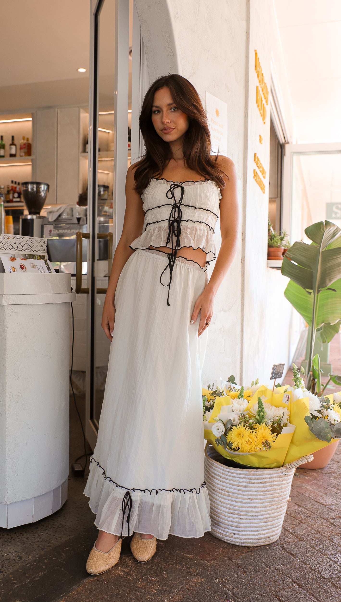 Grace - Ruffle Tie-Front Top & Maxi Skirt Set