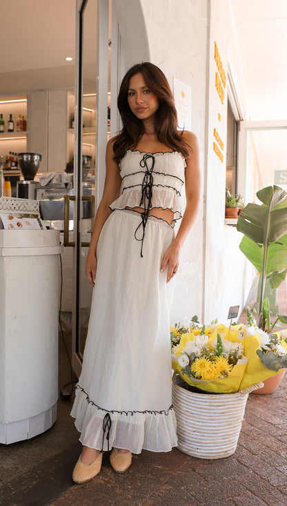 Grace - Ruffle Tie-Front Top & Maxi Skirt Set