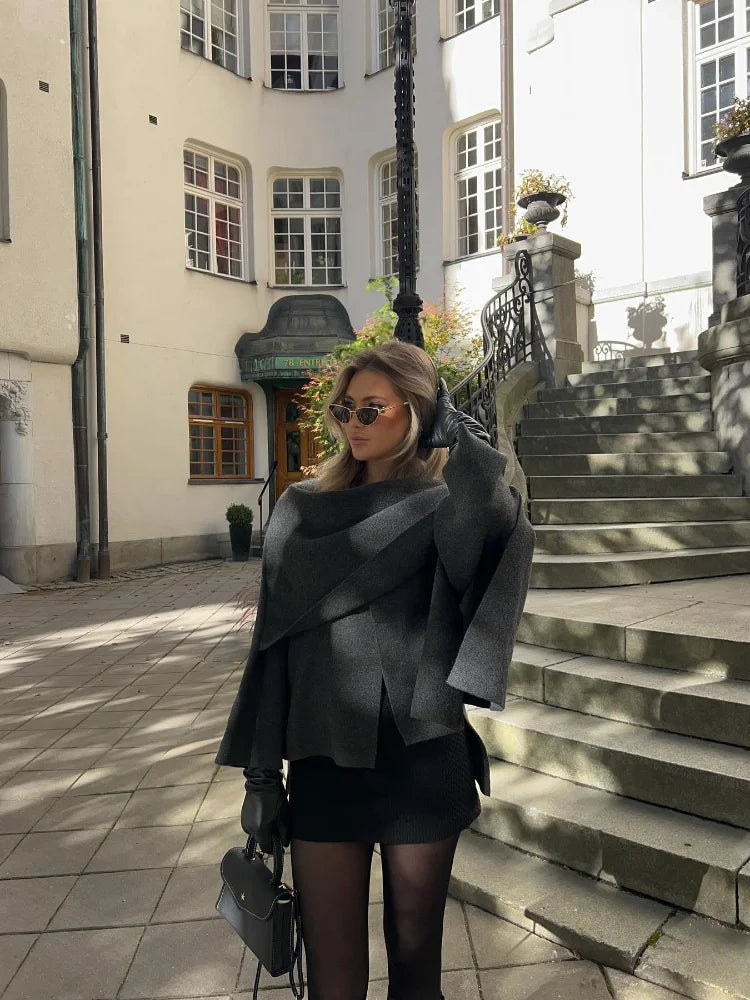 Sleeve Detail of Avalith Cape Coat