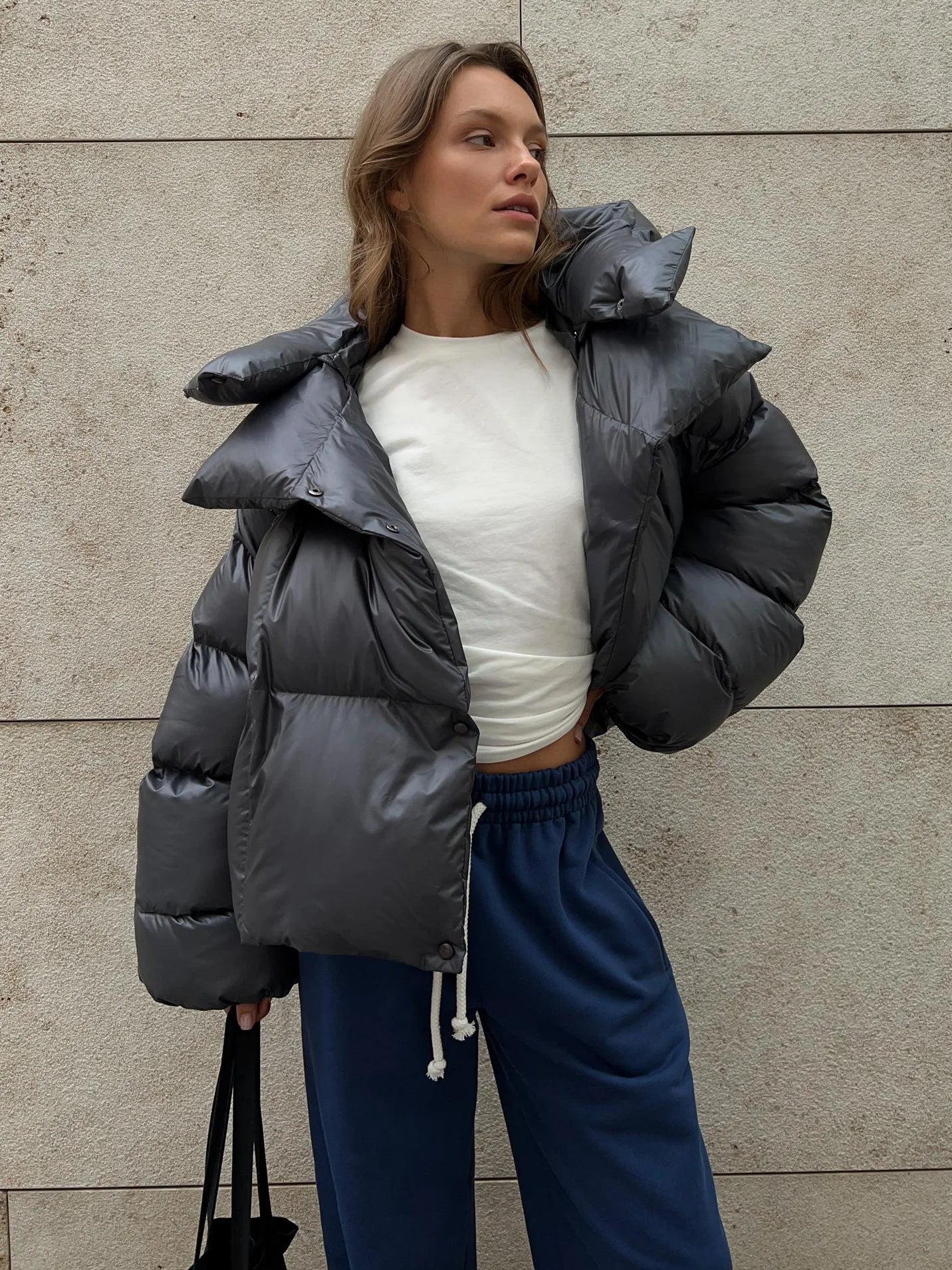 Model Wearing Azelina Puffer Jacket