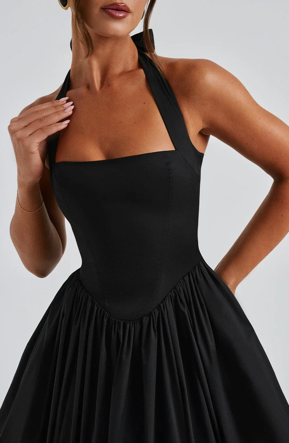 Monet - Lace-up Corset Midi Dress