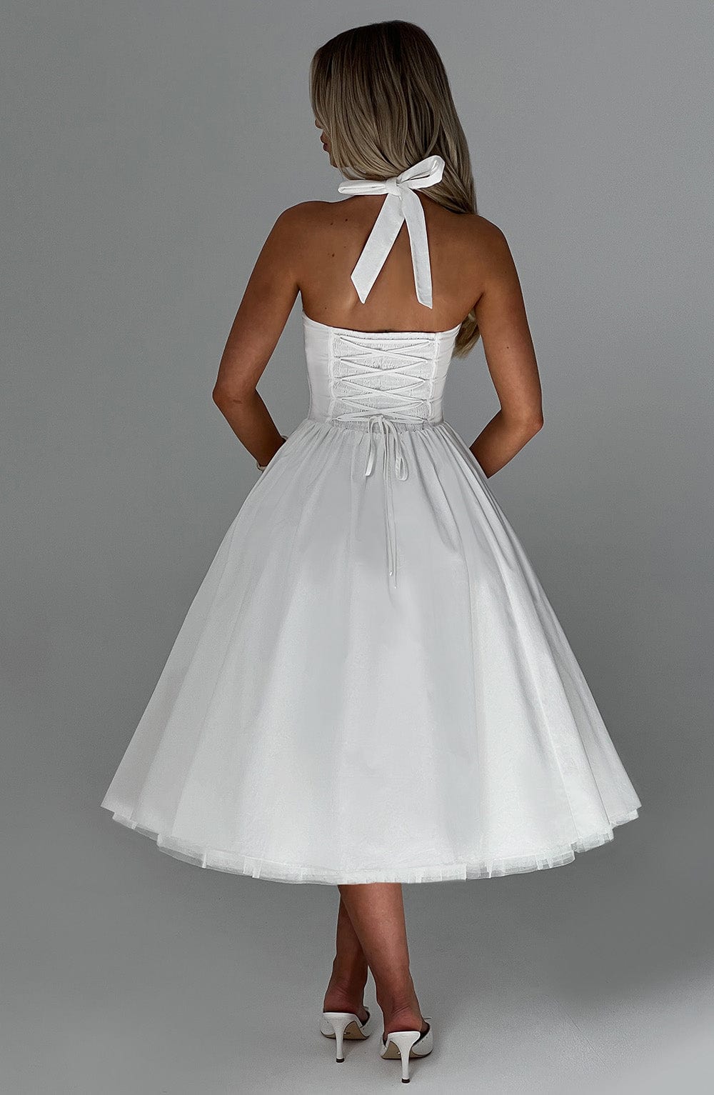 Monet - Lace-up Corset Midi Dress