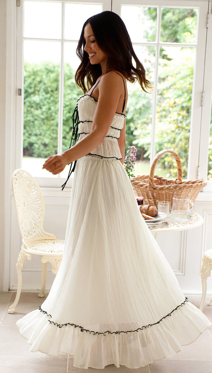 Grace - Ruffle Tie-Front Top & Maxi Skirt Set