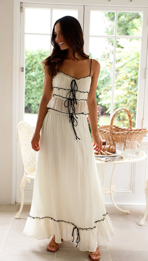 Grace - Ruffle Tie-Front Top & Maxi Skirt Set